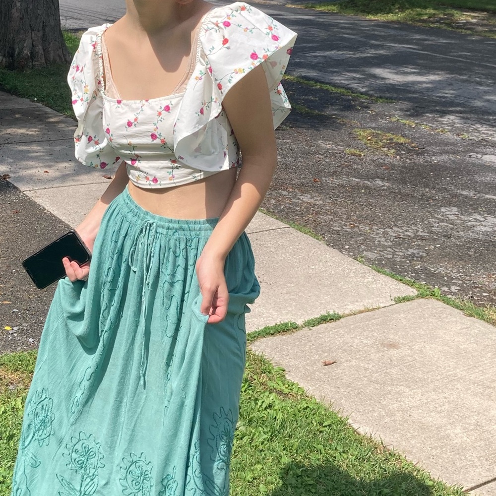 Beautiful floral white top
